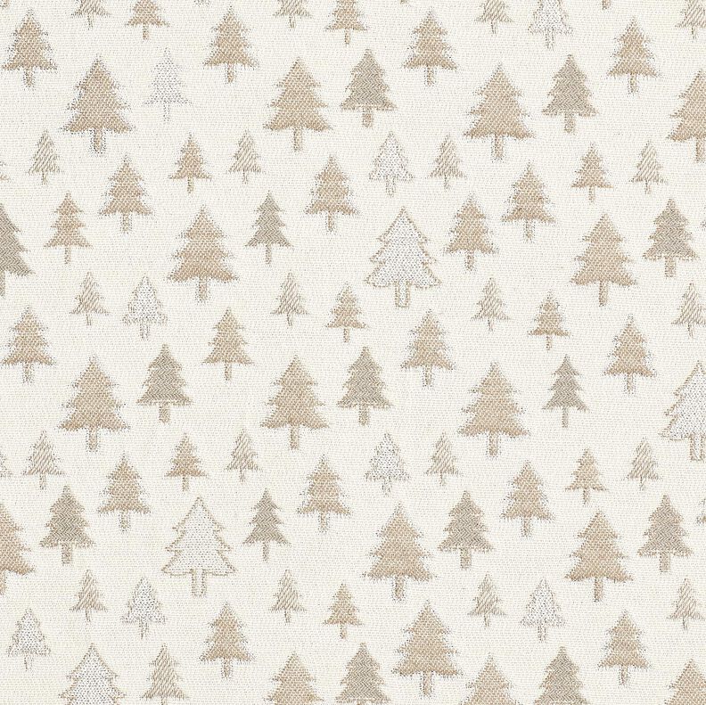 Decor Fabric Jacquard glittering fir trees – beige/silver,  image number 1