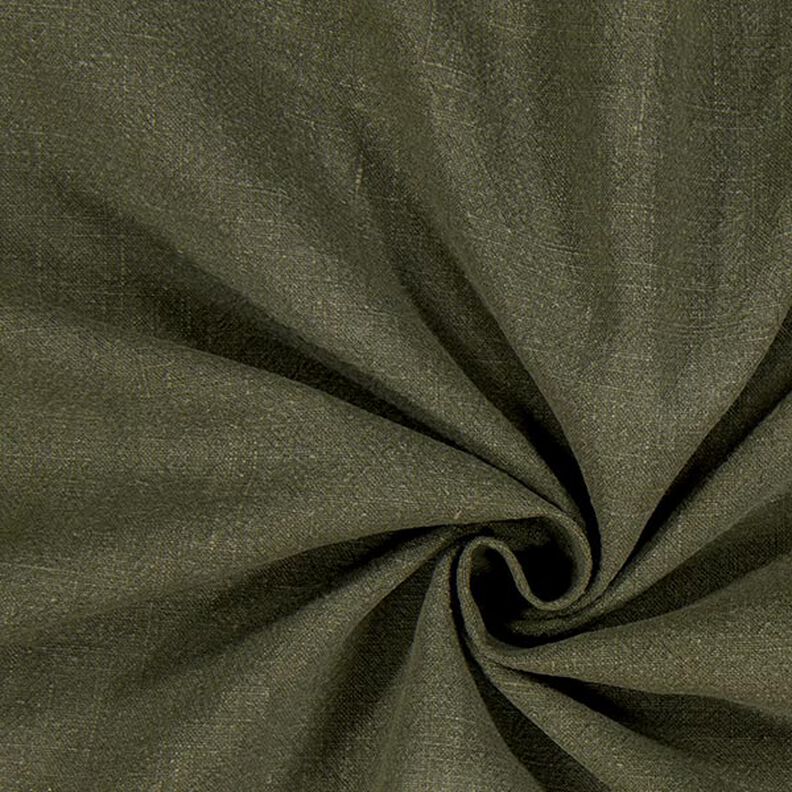 Linen fabric ramie mix stonewashed, heavy quality – dark olive,  image number 1