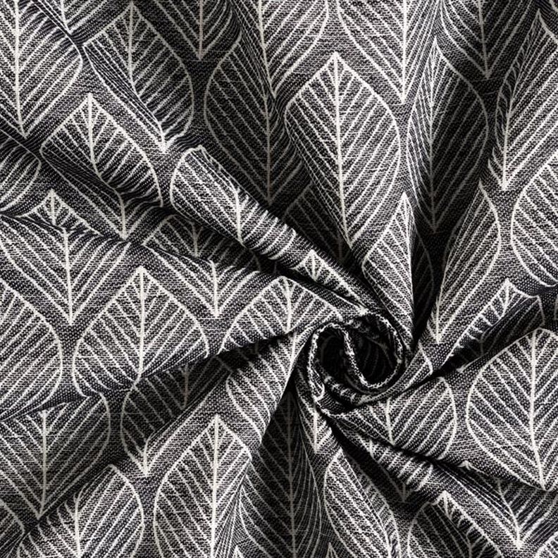 Decor Fabric Jacquard Leaves – anthracite,  image number 4