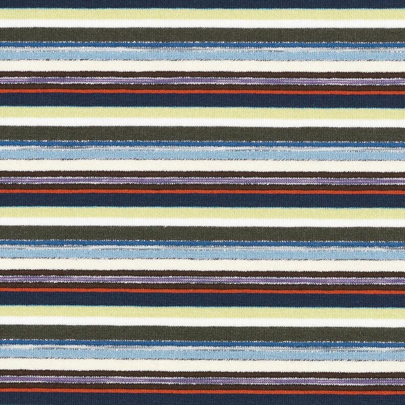 Viscose Jersey colourful stripes with glitter – navy blue/lime green,  image number 1