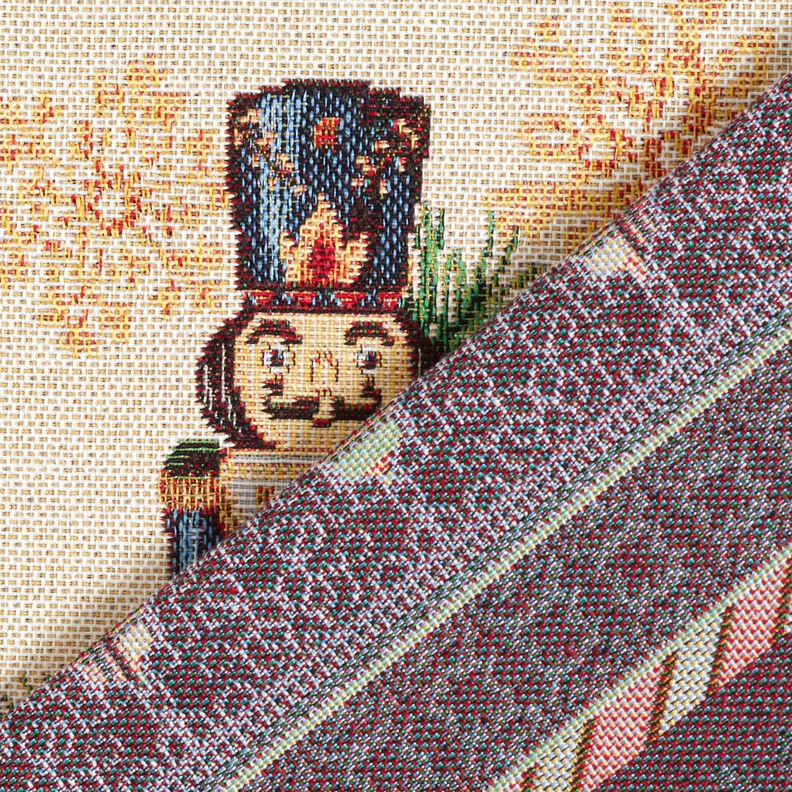 Decorative Panel Tapestry Fabric Nutcracker Duo – carmine/light beige, image number 4