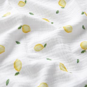 Double Gauze/Muslin watercolour lemons Digital Print – white, 