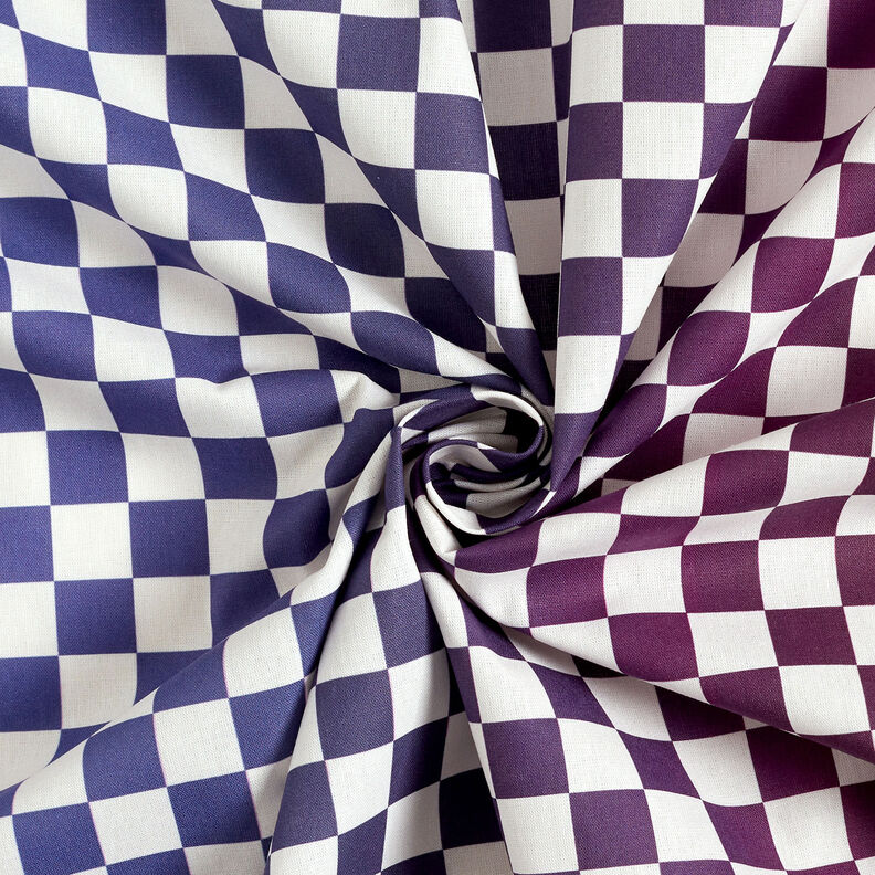 GOTS Cotton Poplin chessboard pattern gradient | TCC x LOOKS by Wolfgang Joop – indigo/burgundy,  image number 5