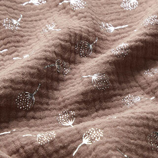 Double Gauze/Muslin glittery dandelions – chestnut/silver, 