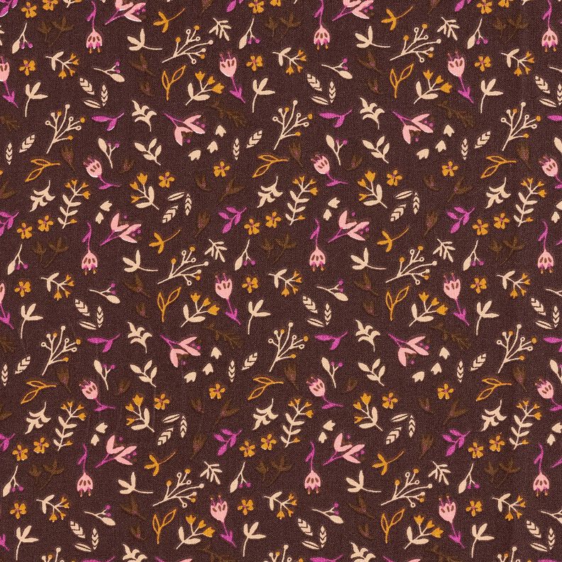 Cotton Cretonne Little Twigs – dark brown/grape, image number 1