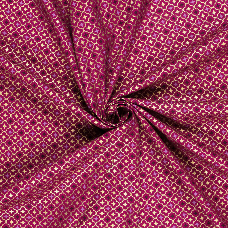 Cotton Poplin festive tiles – berry/gold,  image number 3