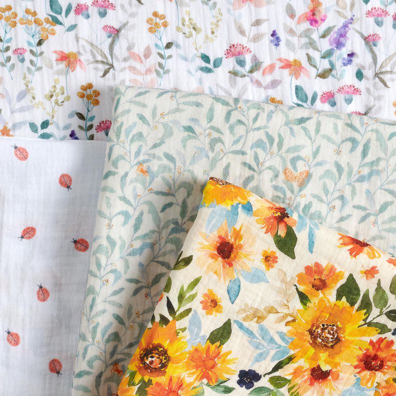 Double Gauze/Muslin sunflower meadow Digital Print | Poppy Fabrics – cream,  image number 5