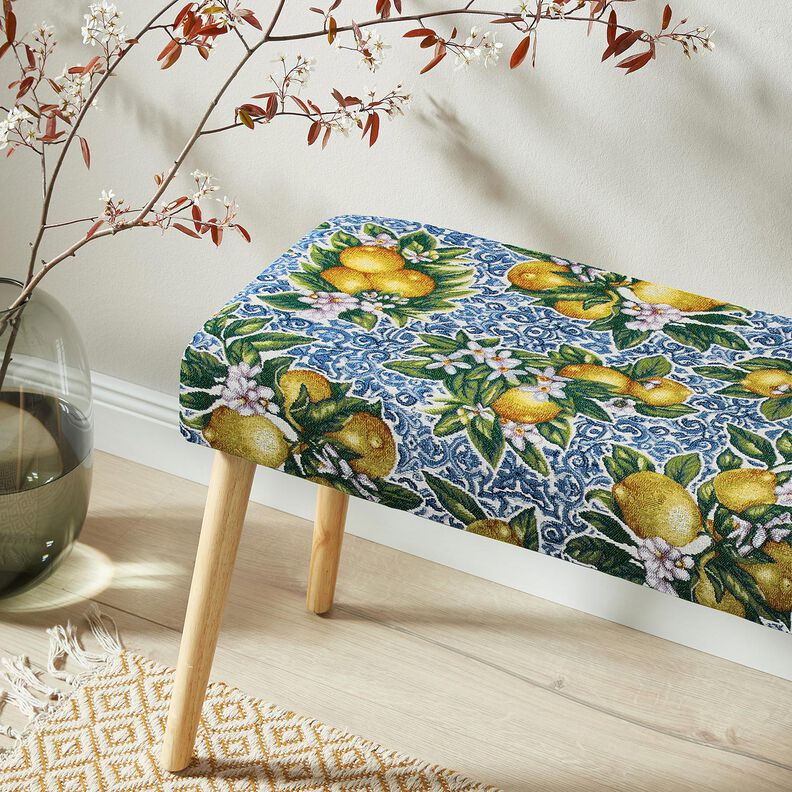Decor Fabric Tapestry Fabric Lemon blossom – blue/green,  image number 5