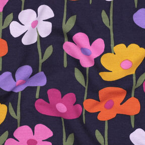 French Terry colourful flowers | Poppy Fabrics – navy blue, 