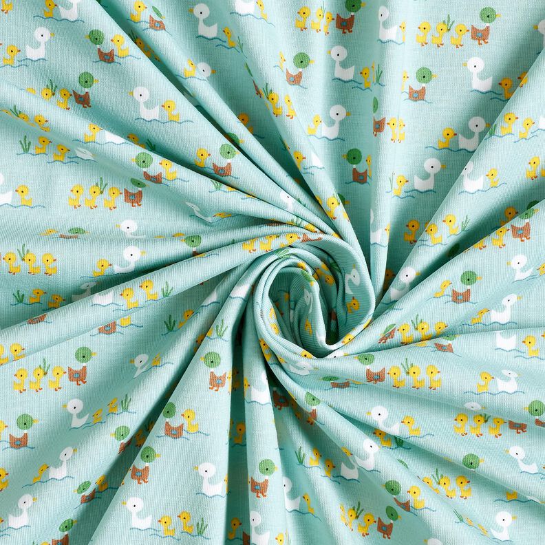 Cotton Jersey Duckling with chicks – light blue,  image number 3