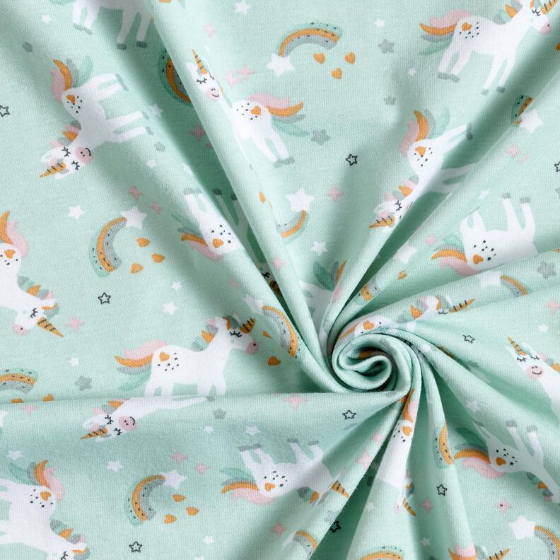 Cotton Jersey unicorn and rainbow – ice blue,  image number 3