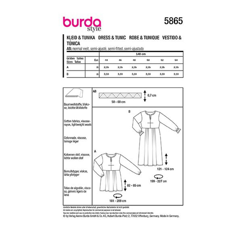 Plus-Size Dress / Tunika | Burda 5865 | 44-54,  image number 9