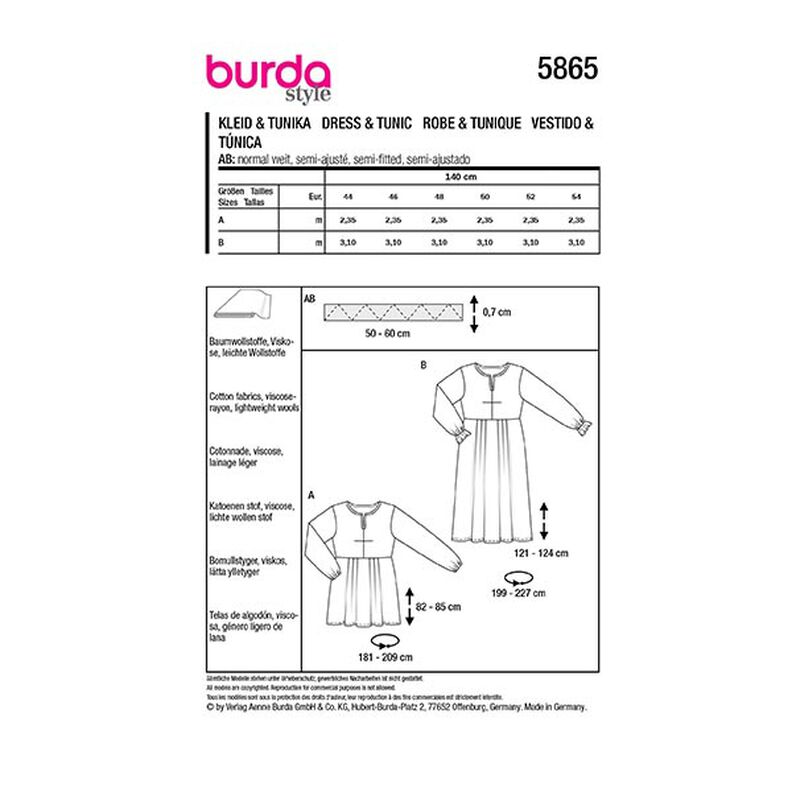 Plus-Size Dress / Tunika | Burda 5865 | 44-54,  image number 9