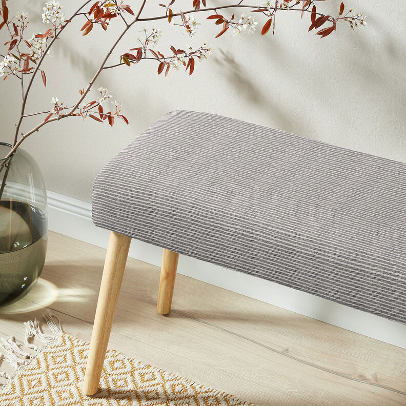 Decor Fabric Half Panama Subtle Stripes – natural/midnight blue, image number 8