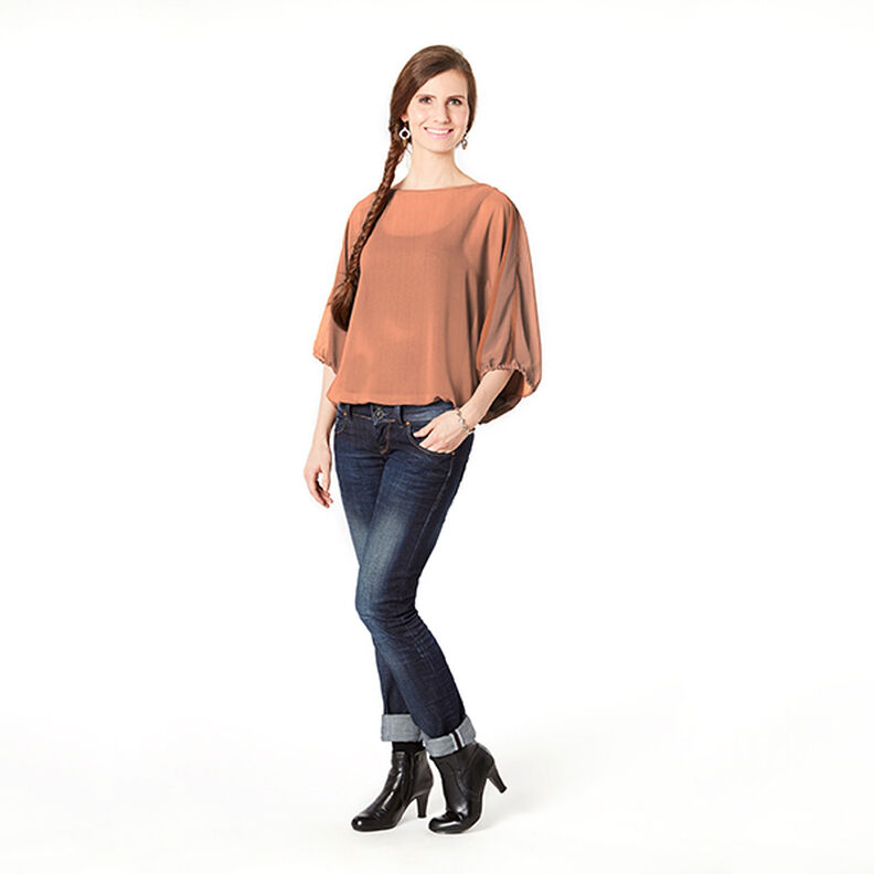 Plain crinkle lightweight blouse fabric – bronze,  image number 4