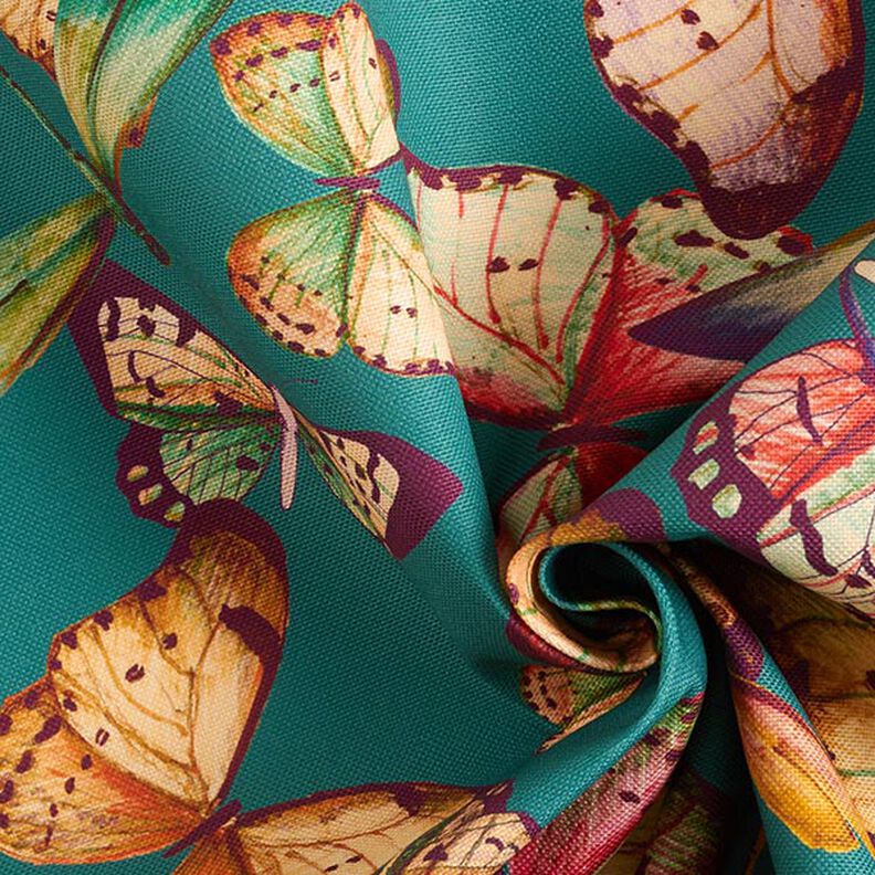 Outdoor Fabric Canvas Butterflies – light petrol,  image number 3