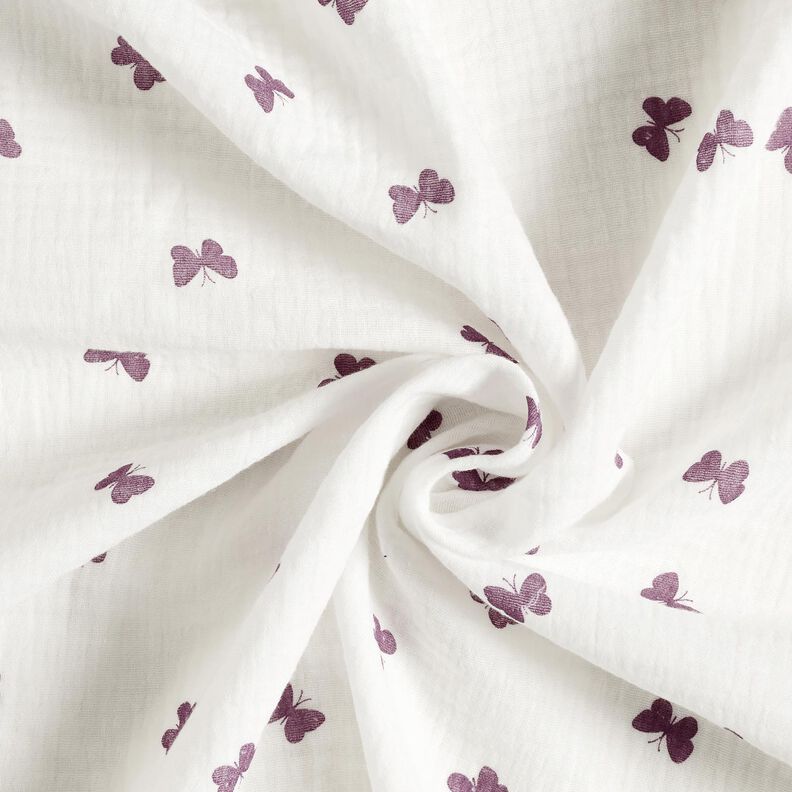 Double Gauze/Muslin butterflies – ivory/red lilac,  image number 3