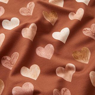 Brushed Sweatshirt Fabric watercolour hearts Digital Print | by Poppy – terracotta/salmon, 