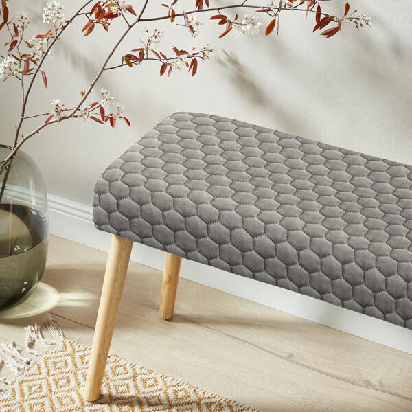Upholstery Fabric Velvet Honeycomb Quilt – grey,  image number 7