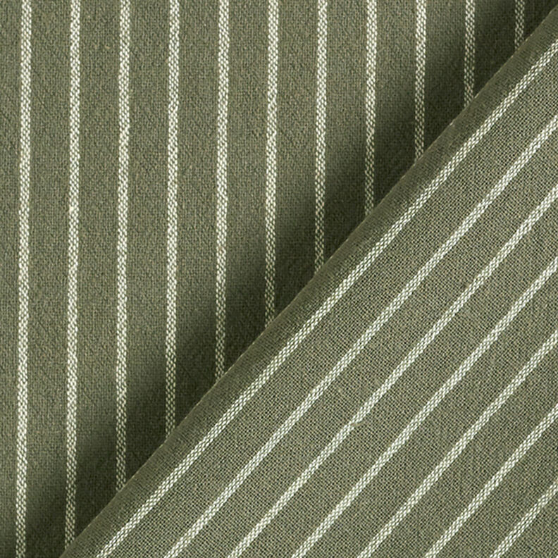 Blouse Fabric Cotton Blend wide Stripes – olive/offwhite,  image number 4