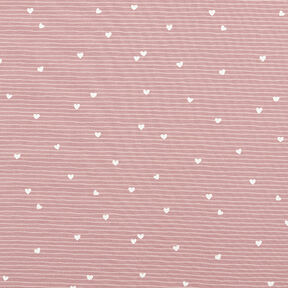 Cotton Jersey hearts and stripes – light dusky pink | Remnant 80cm, 
