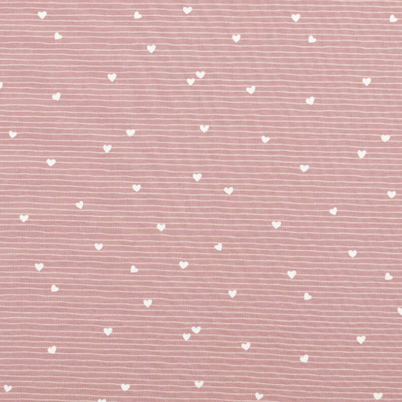 Cotton Jersey hearts and stripes – light dusky pink | Remnant 10cm,  image number 1