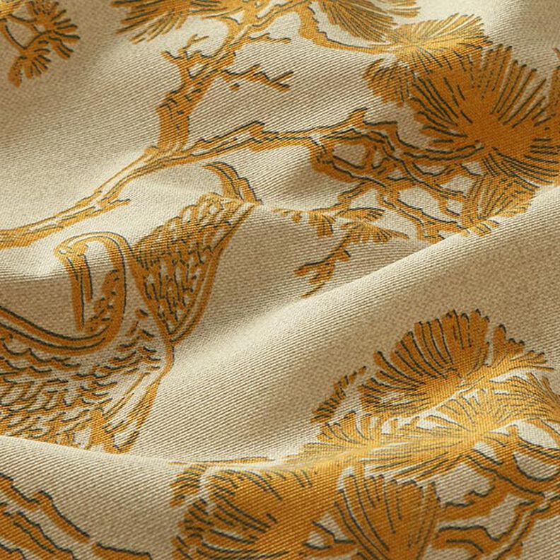 Decor Fabric Canvas Chinese Crane – beige/curry yellow,  image number 2