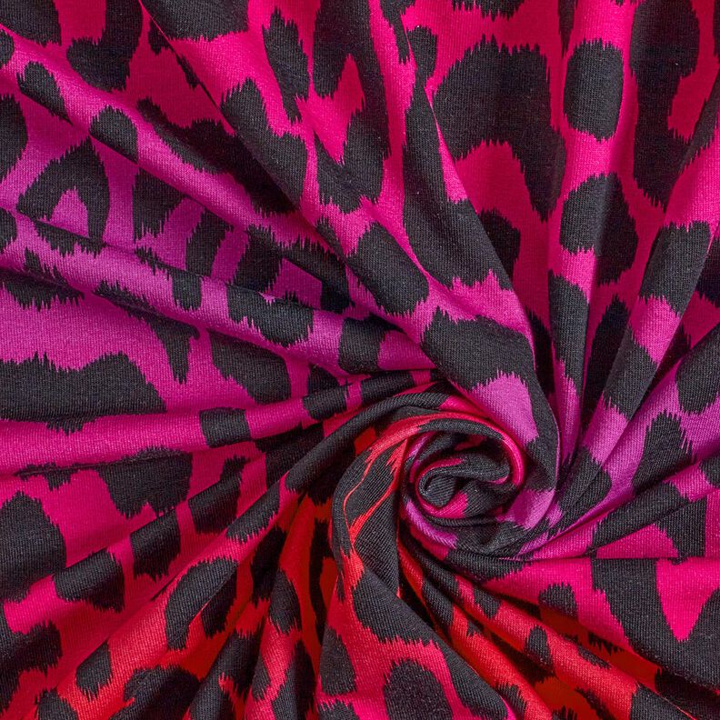 French Terry Gradient Leopard Digital Print | by Poppy – purple/fire red,  image number 3