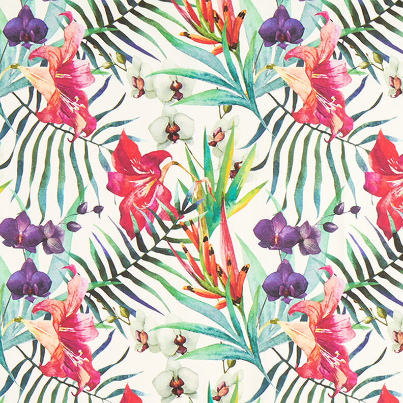 Outdoor Fabric Canvas Exotic flowers – white/green,  image number 1