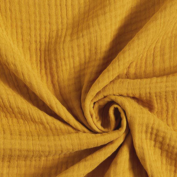 GOTS Triple-Layer Cotton Muslin – curry yellow,  image number 1