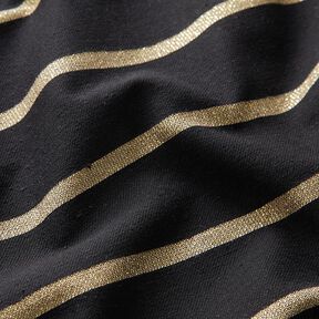 Glitter Stripes Stretch Cotton – black/gold, 