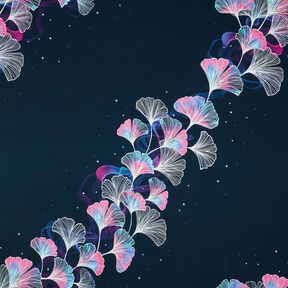Cotton Jersey gingko | Glitzerpüppi – midnight blue/purple, 