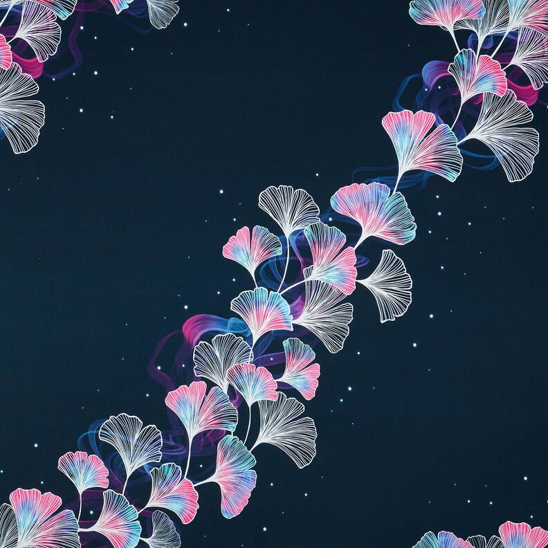 Cotton Jersey gingko | Glitzerpüppi – midnight blue/purple,  image number 1