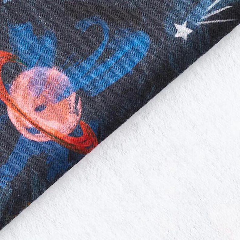 Brushed Sweatshirt Fabric Cosmos Digital Print – navy blue,  image number 4