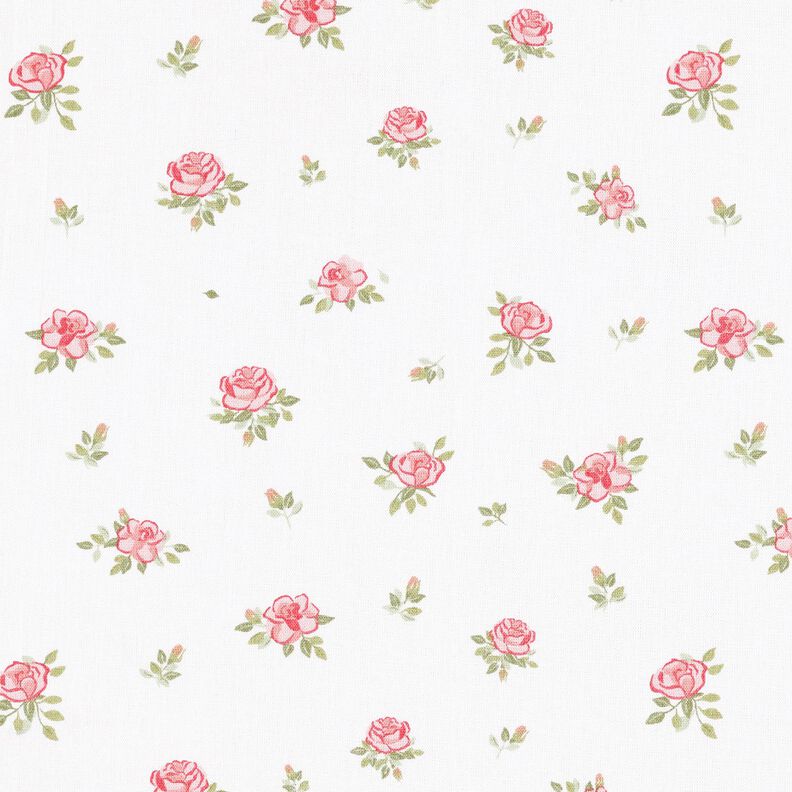 Cotton Poplin Delicate Roses – red/white, image number 1