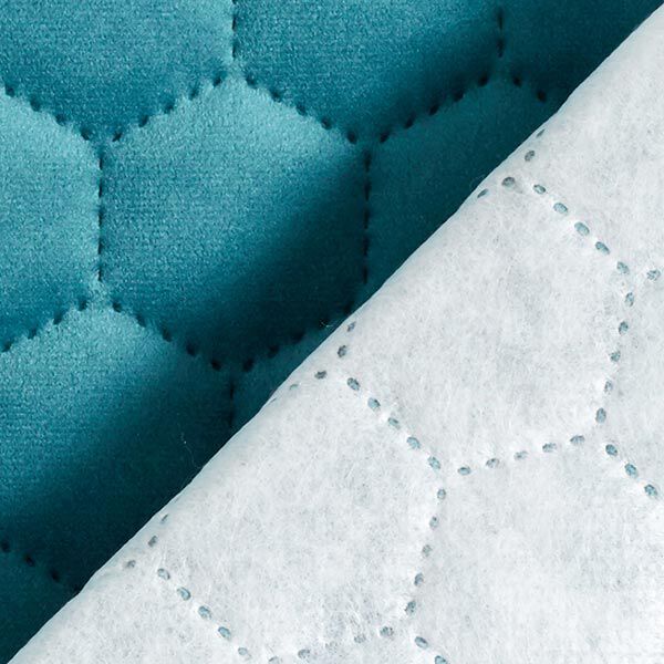 Upholstery Fabric Velvet Honeycomb Quilt – petrol,  image number 4