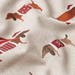 Decor Fabric Christmas Sausage Dog Half-Panama – red, 