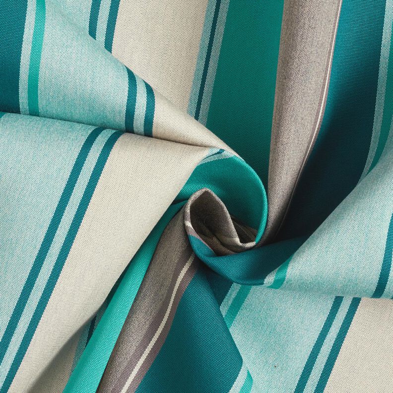 Outdoor Fabric Canvas Blurred Stripes – blue spruce/greige,  image number 3