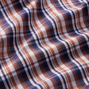 Classic checks shirt fabric – navy blue/copper, 