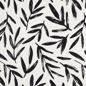 Decor Fabric Half Panama minimalist leaves – black/ivory, 
