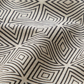 Decorative half Panama fabric 3D cubes – black/natural, 