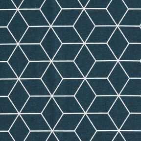 Decor Fabric Jacquard modern cubes – midnight blue/ivory, 