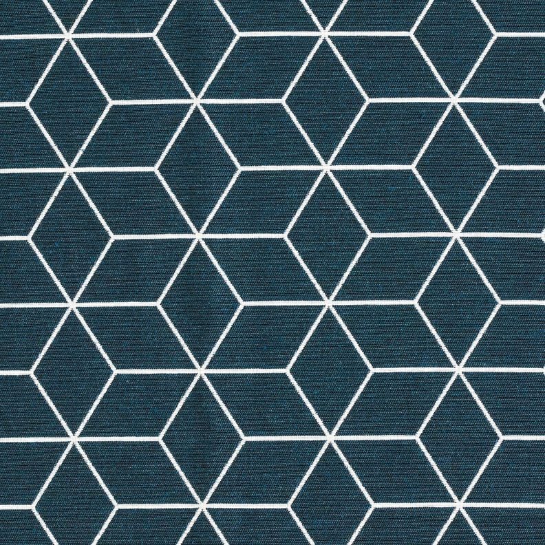 Decor Fabric Jacquard modern cubes – midnight blue/ivory,  image number 1