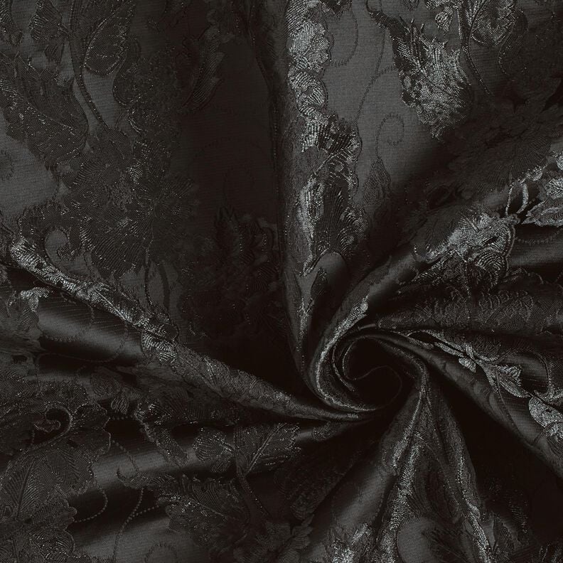 Garment Jacquard Brocade Flowers – black,  image number 3