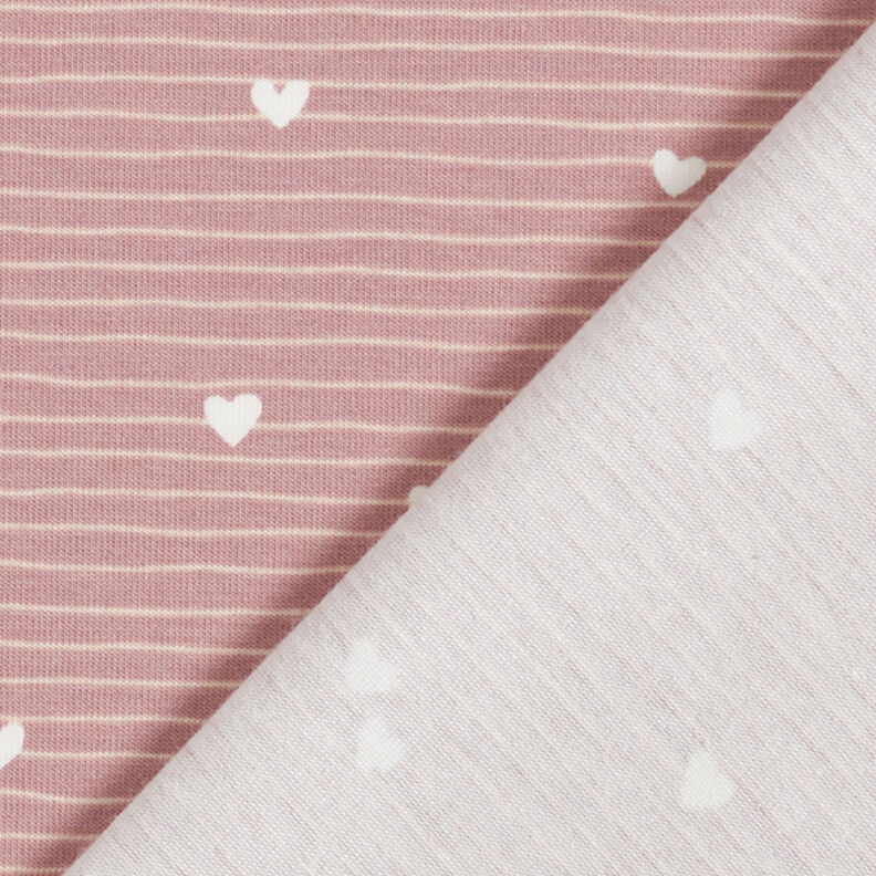 Cotton Jersey hearts and stripes – light dusky pink | Remnant 10cm, image number 5
