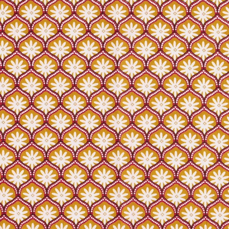Coated Cotton Floral Boxes – mustard/white,  image number 1