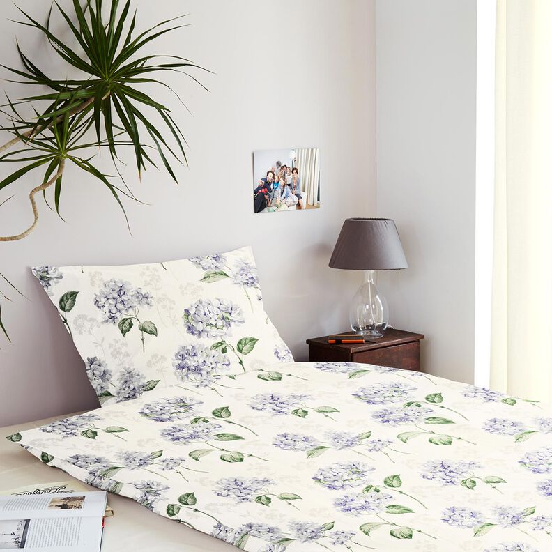 Decor Fabric Panama Hydrangeas – ivory/lilac,  image number 7