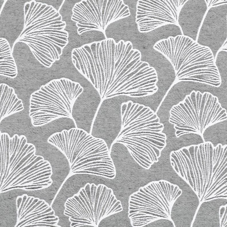 Decor Fabric Jacquard large ginkgo – granite/ivory,  image number 1