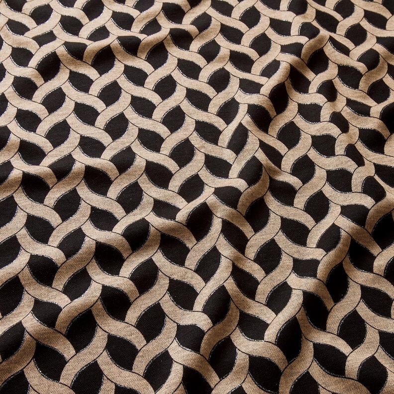Viscose Jersey Glitter cable pattern &ndash; black/apricot,  image number 2