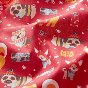 Cotton Cretonne Dogs at Christmas – red, 